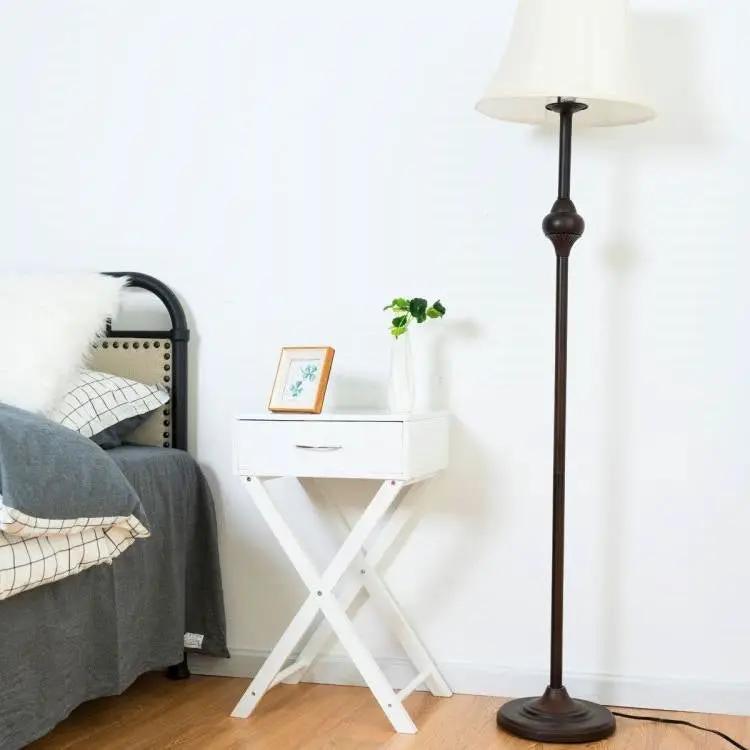 X-Shape 1 Drawer Nightstand End Side Table Storage in White by HomePacific