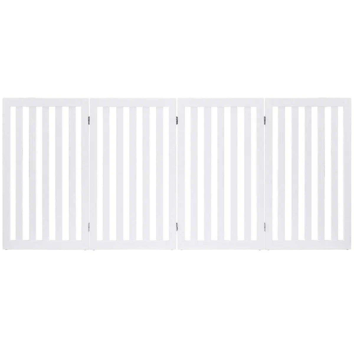 Folding 4-Panel Dog Gate Pet Fence in White Wood Finish by HomePacific