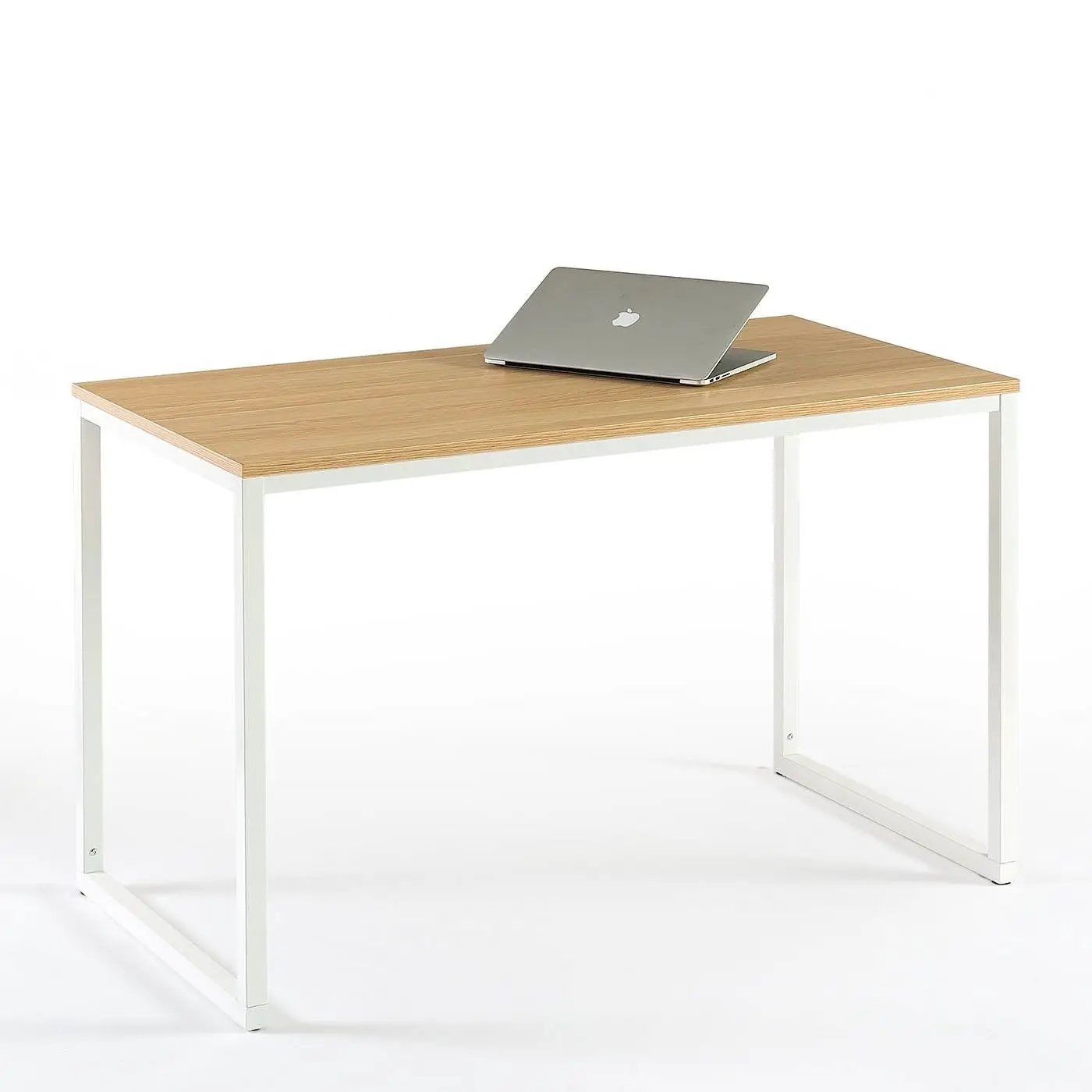 Modern Home Office Desk with White Metal Frame and Wood Table Top by HomePacific