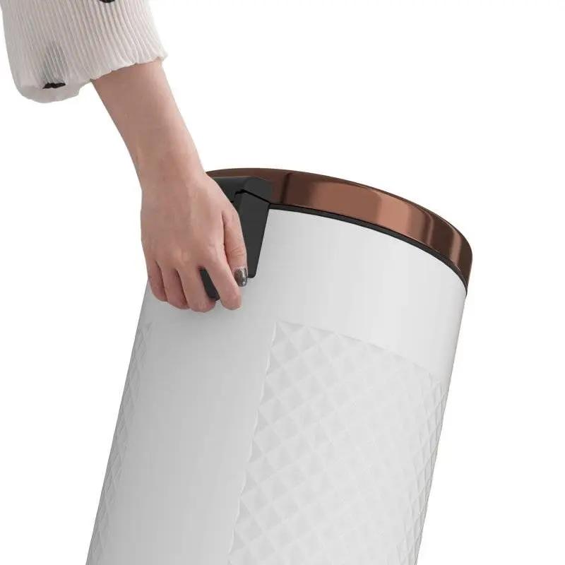 Hands Free White/Gold Metal Step On Trash Can - 8 Gallons by HomePacific