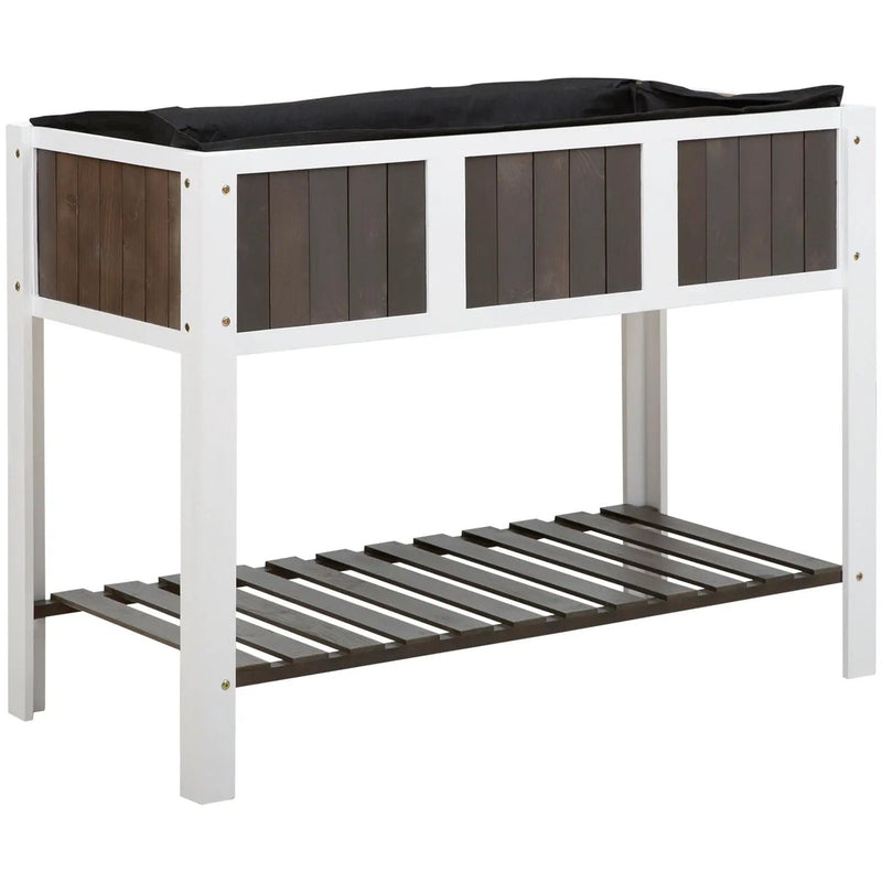 White Wooden 2 Level Elevated Raised Garden Planter Bed by HomePacific
