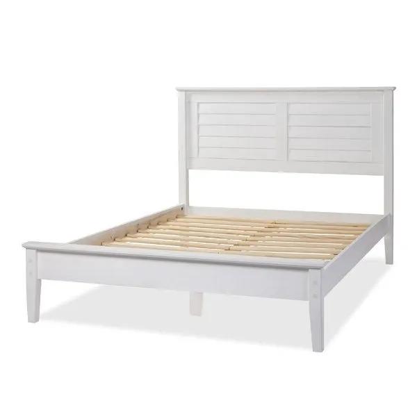 Contemporary White Solid Pine Platform Bed in Queen Size by HomePacific