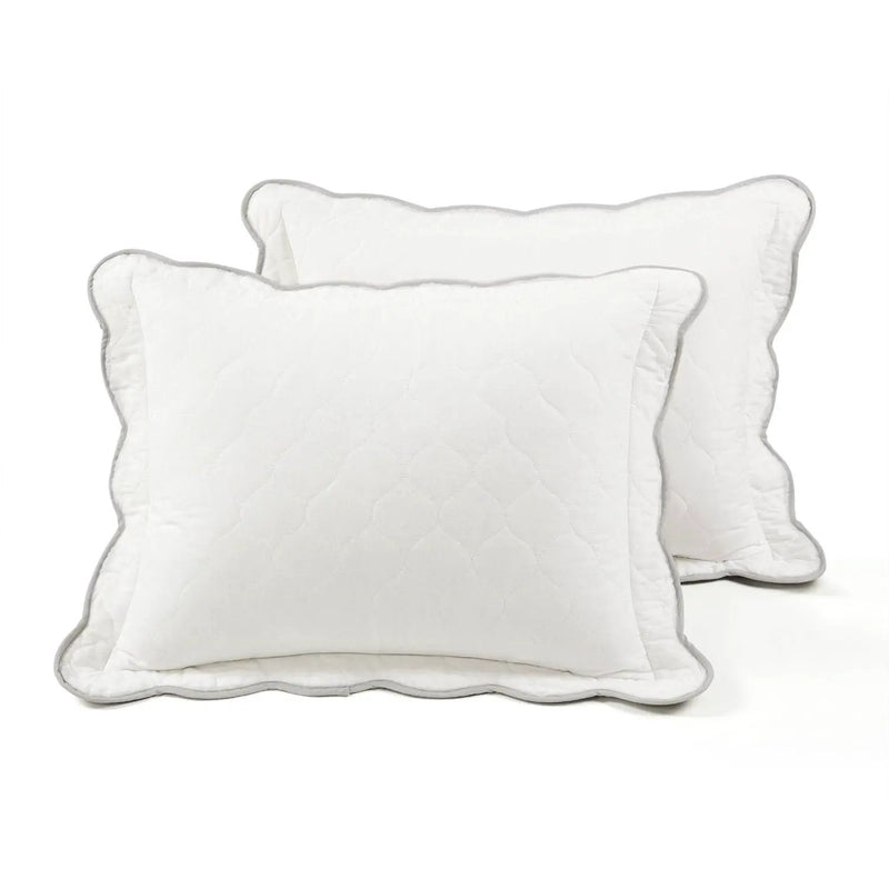 Full/Queen White Grey Scalloped Edge Reversible Thin Light Quilt Set by HomePacific