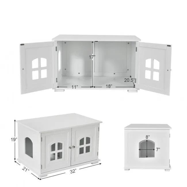 White Modern Large Ventilated Private Divider Cat Litter Box by HomePacific