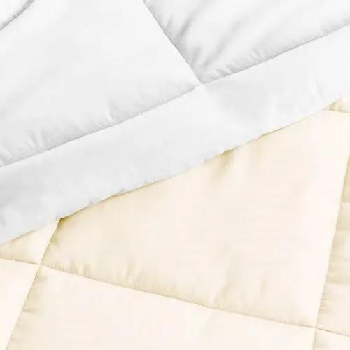 King/Cal King 3-Piece Microfiber Reversible Comforter Set in White and Cream by HomePacific