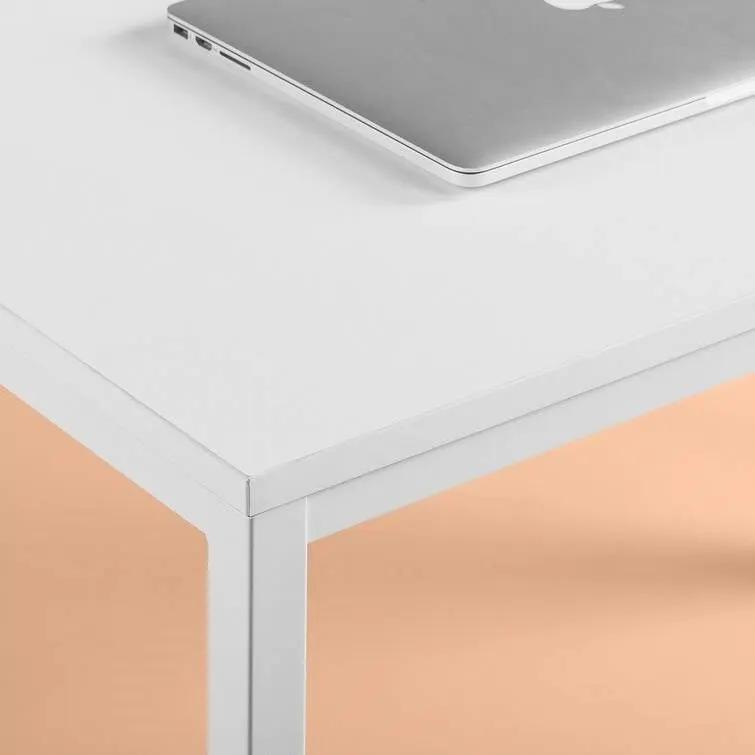 Modern Home Office Desk with White Metal Frame and Wood Top by HomePacific