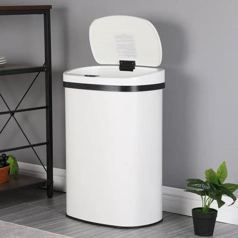 13 gL Stainless Steel Motion Sensor Trash Can White by HomePacific