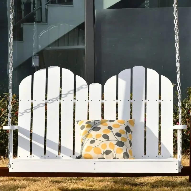 White Solid Wood 2-Seater Hanging Patio Porch Swing by HomePacific