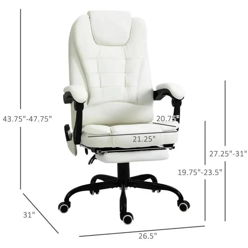 White 7 Mode Vibrating High Back Executive Massage Adjustable Office Chair by HomePacific
