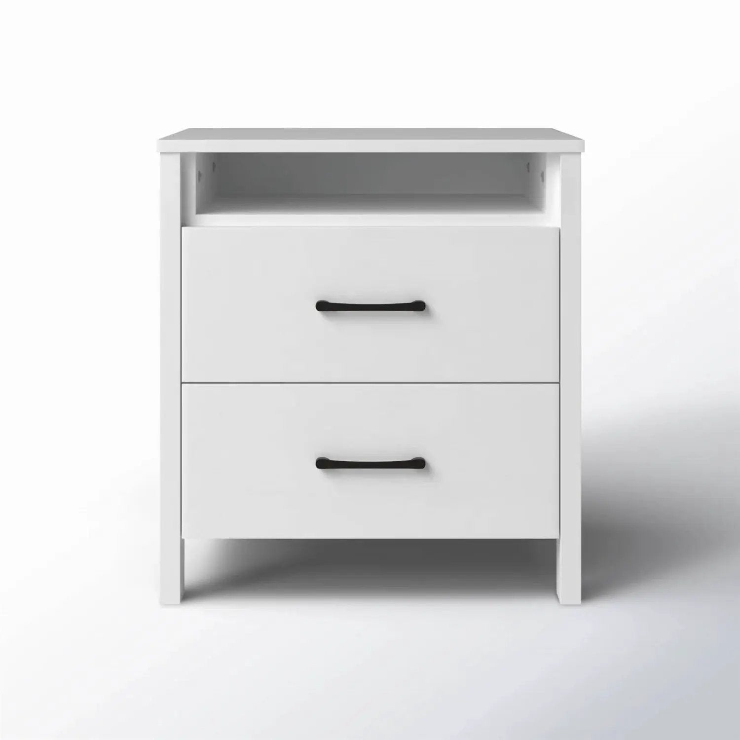 Modern 2-Drawer Bedside Table Nightstand in White Wood Finish by HomePacific