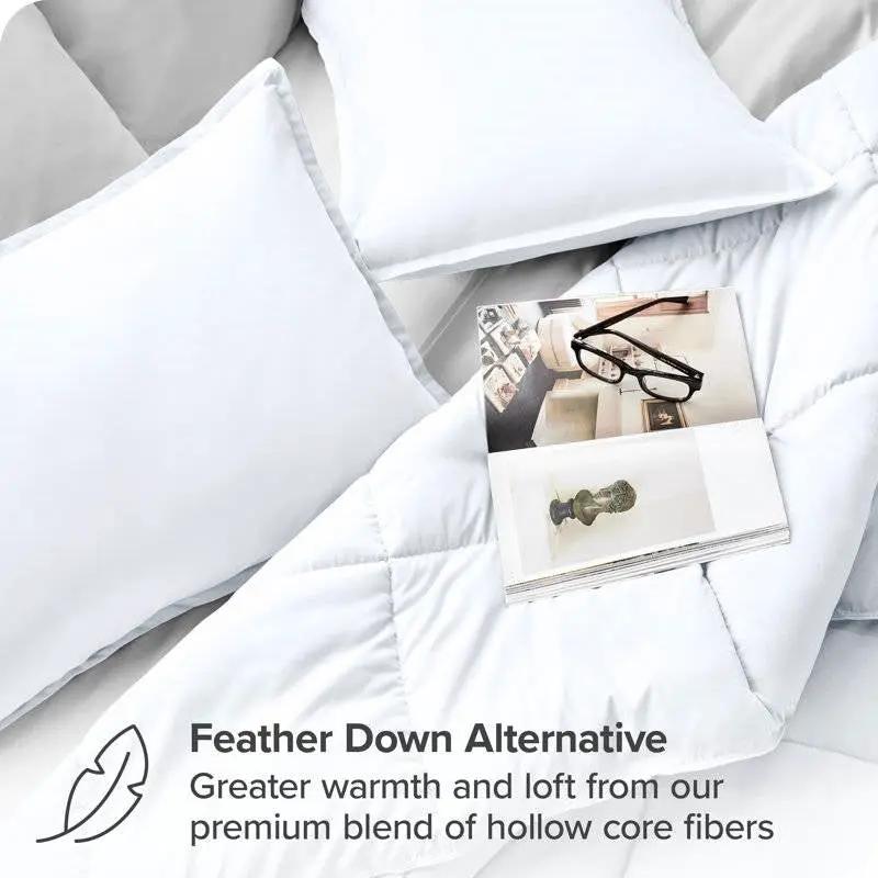 King/Cal King size Super Soft Microfiber Down Alternative Comforter Set White by HomePacific