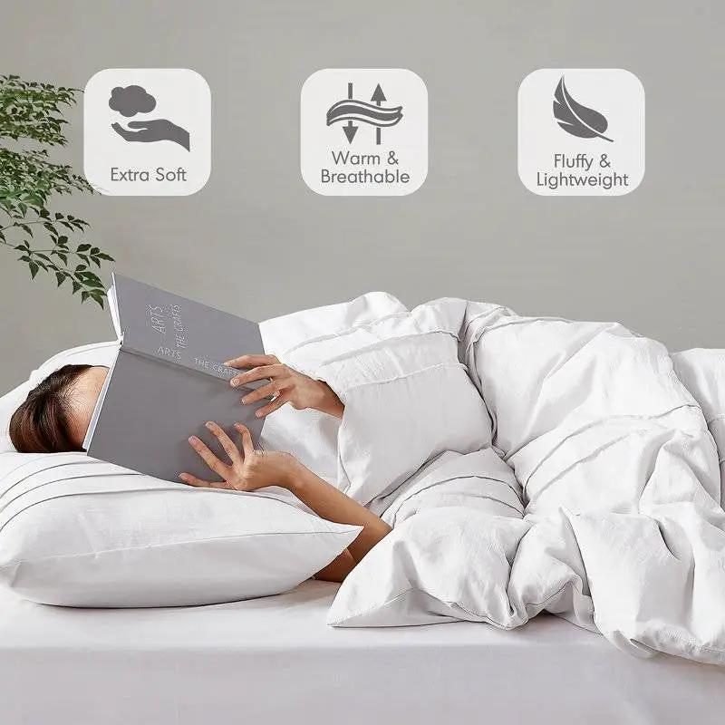 Twin/Twin XL Microfiber Pleated Soft Washed Comforter Set White by HomePacific