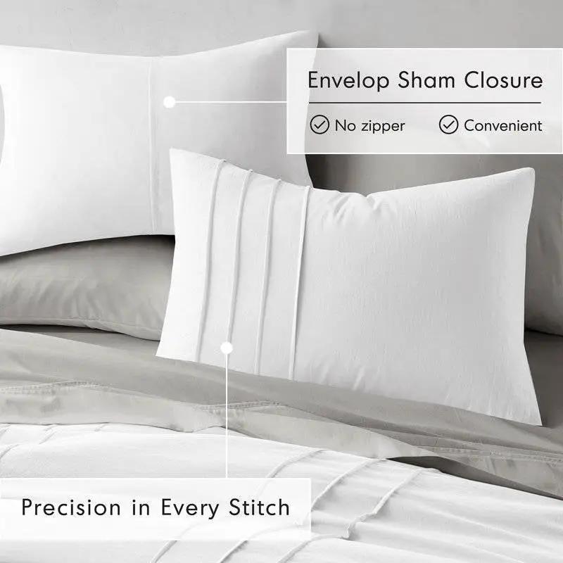 Twin/Twin XL Microfiber Pleated Soft Washed Comforter Set White by HomePacific