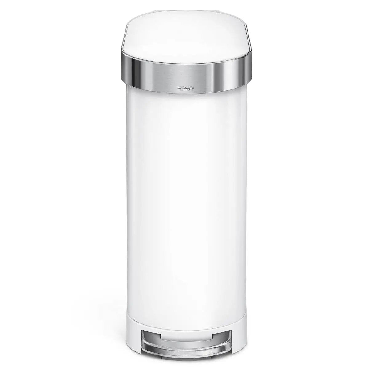 White 12-Gallon Narrow Kitchen Trash Can with Easy Step-on Lid by HomePacific