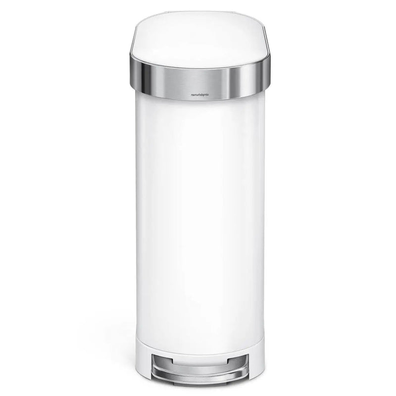 White 12-Gallon Narrow Kitchen Trash Can with Easy Step-on Lid by HomePacific
