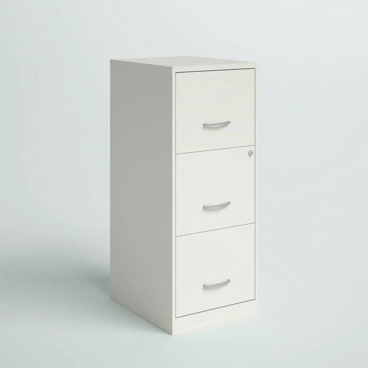 White Metal 3-Drawer Vertical File Cabinet with 2 Locking Drawers by HomePacific