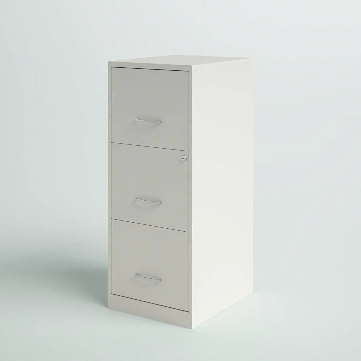 White Metal 3-Drawer Vertical File Cabinet with 2 Locking Drawers by HomePacific