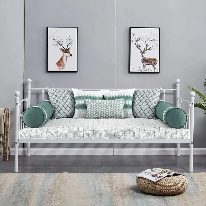 Twin size Farmhouse Daybed Frame in White Metal Finish by HomePacific