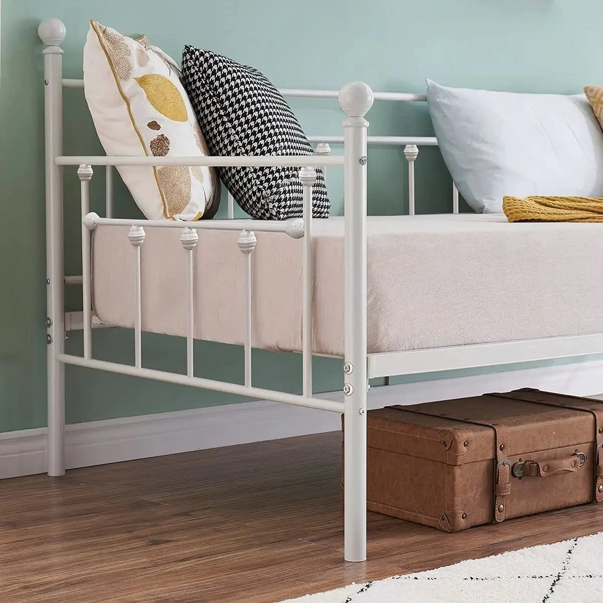 Twin size Farmhouse Daybed Frame in White Metal Finish by HomePacific