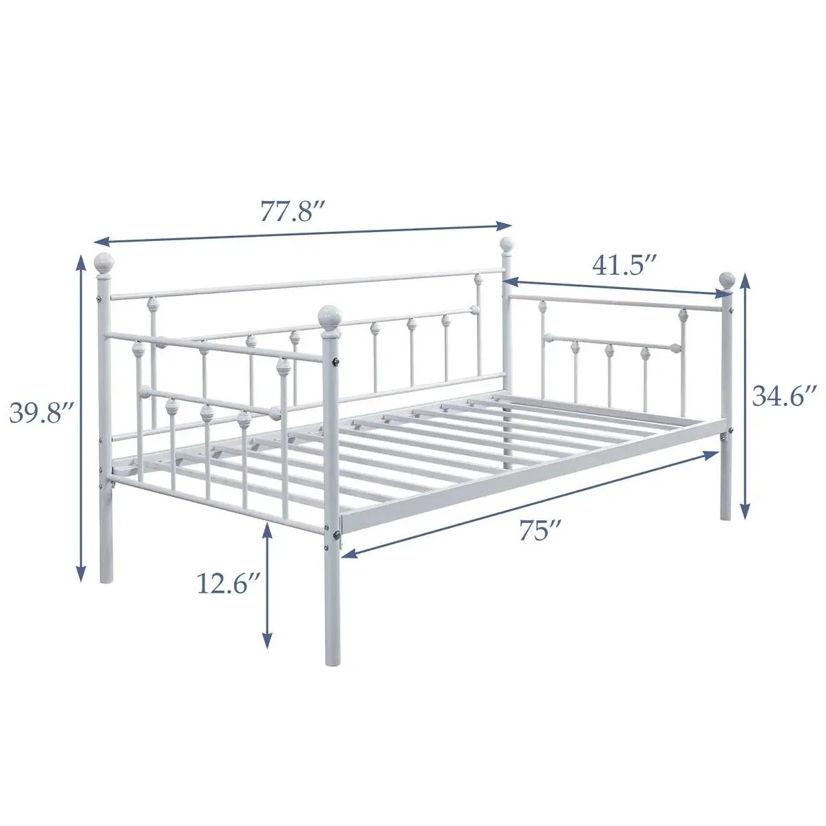 Twin size Farmhouse Daybed Frame in White Metal Finish by HomePacific