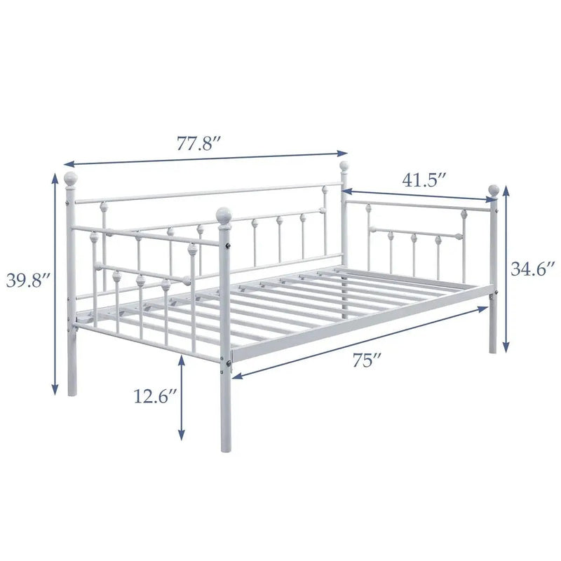 Twin size Farmhouse Daybed Frame in White Metal Finish by HomePacific