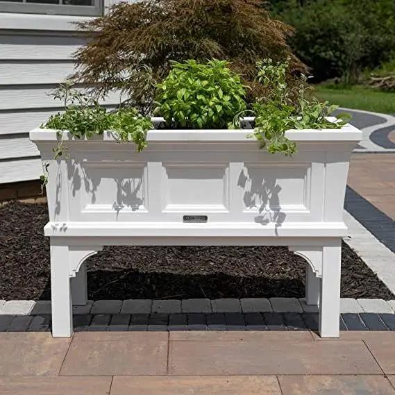 White Rectangular Raised Garden Bed Planter Box with Removeable Trays by HomePacific