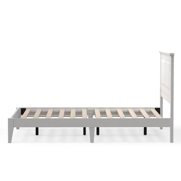 Full Traditional Solid Oak Wooden Platform Bed Frame with Headboard in White by HomePacific