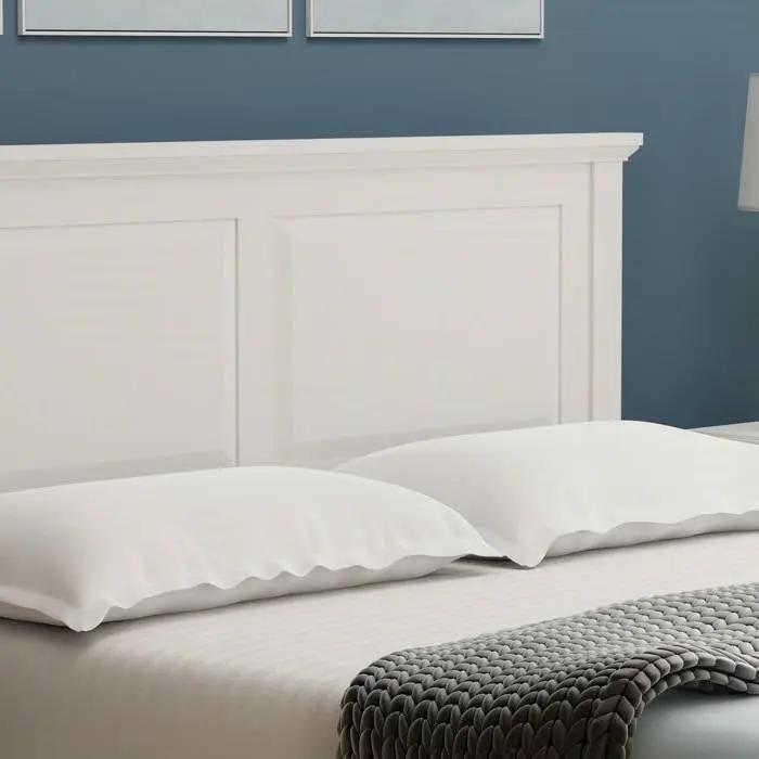 Twin Traditional Solid Oak Wooden Platform Bed Frame with Headboard in White by HomePacific