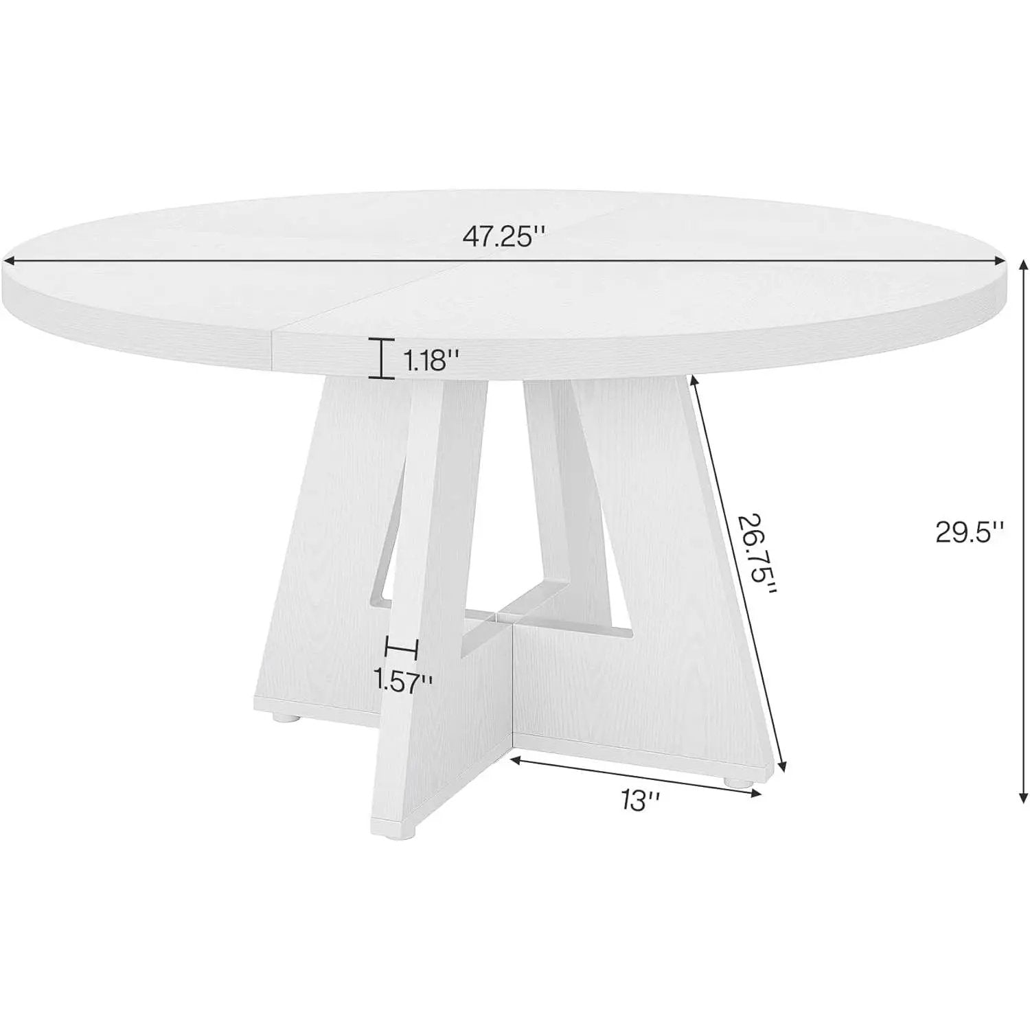 Modern Kitchen Round Circular Dining Table in White Wood Finish by HomePacific