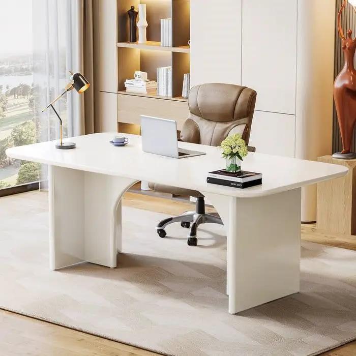 Modern Extra Large Executive Home Office Computer Desk in White by HomePacific