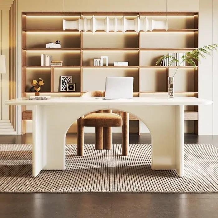 Modern Extra Large Executive Home Office Computer Desk in White by HomePacific