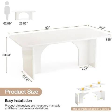 Modern Extra Large Executive Home Office Computer Desk in White by HomePacific