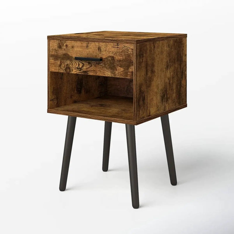 Mid-Century Modern Farmhouse 1-Drawer Nightstand with Open Shelf by HomePacific