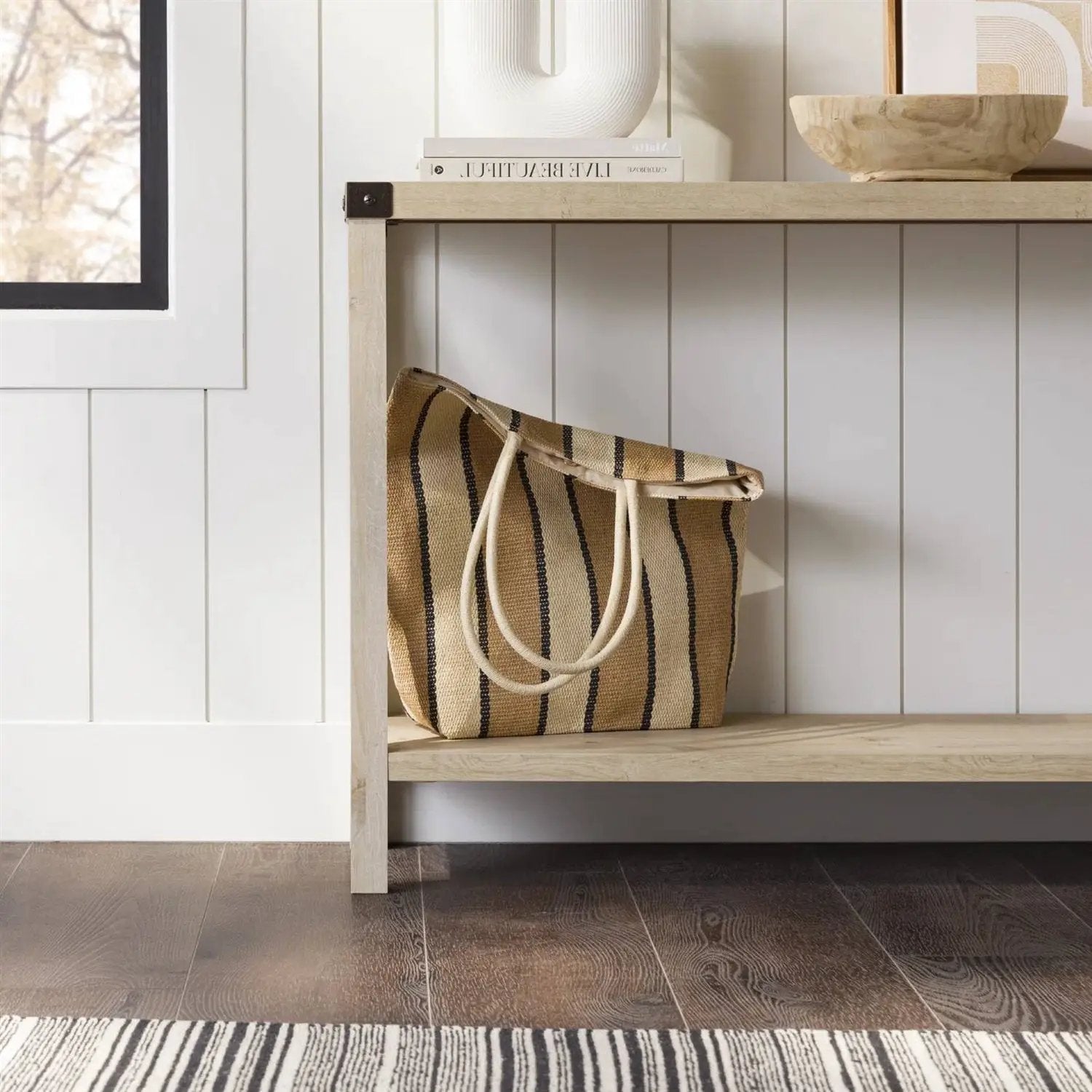 Industrial Farmhouse Entryway Table / Sofa Table in White Oak Wood Finish by HomePacific