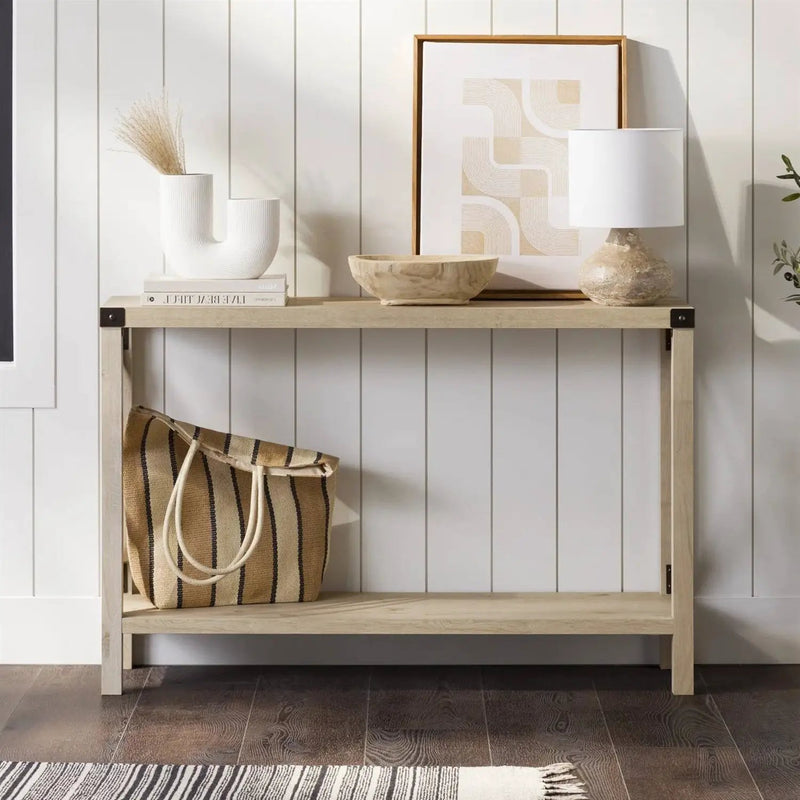 Industrial Farmhouse Entryway Table / Sofa Table in White Oak Wood Finish by HomePacific