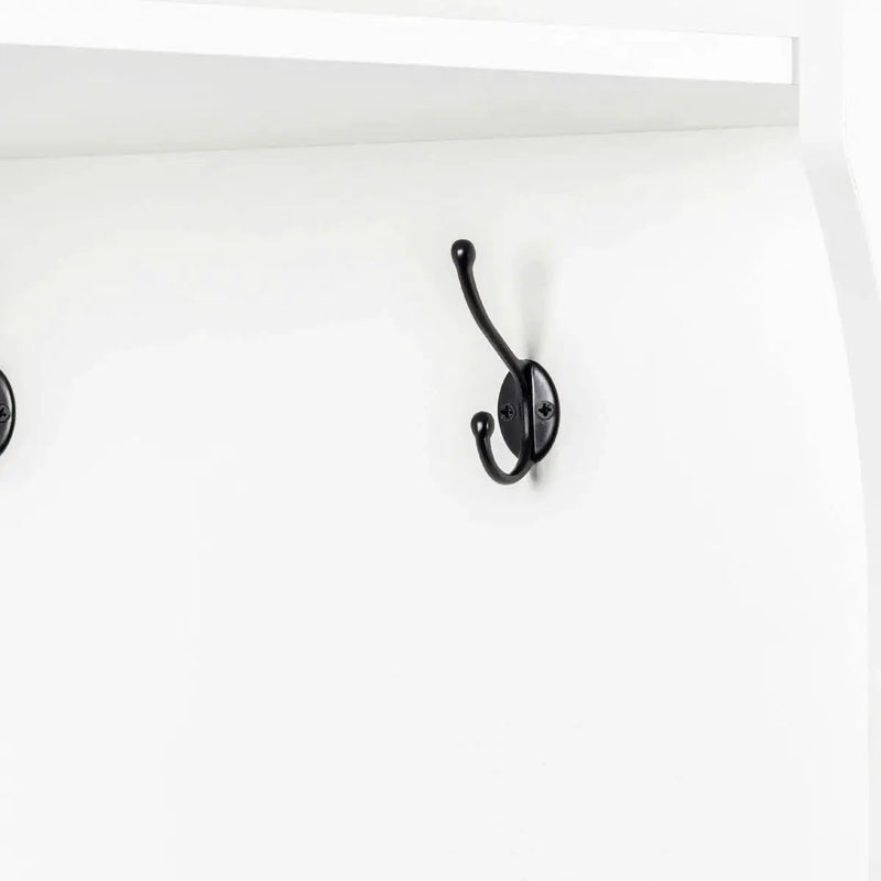 Modern White Corner Hall Tree Coat Rack Entryway Storage Cabinet Shoe Bench by HomePacific