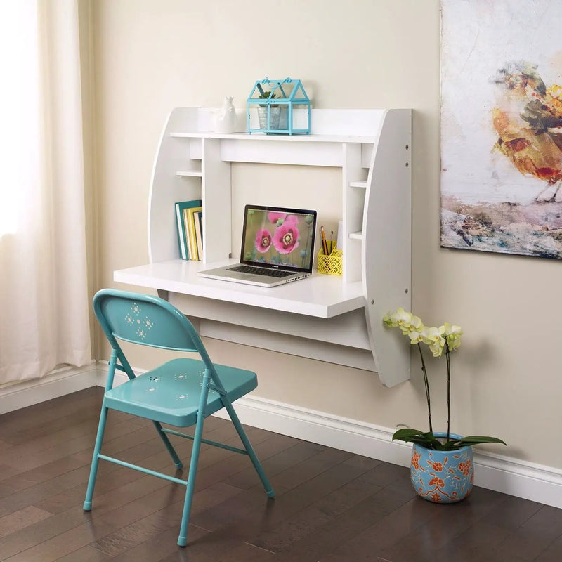 White Wall-Mounted Modern Space Saving Laptop Computer Desk by HomePacific