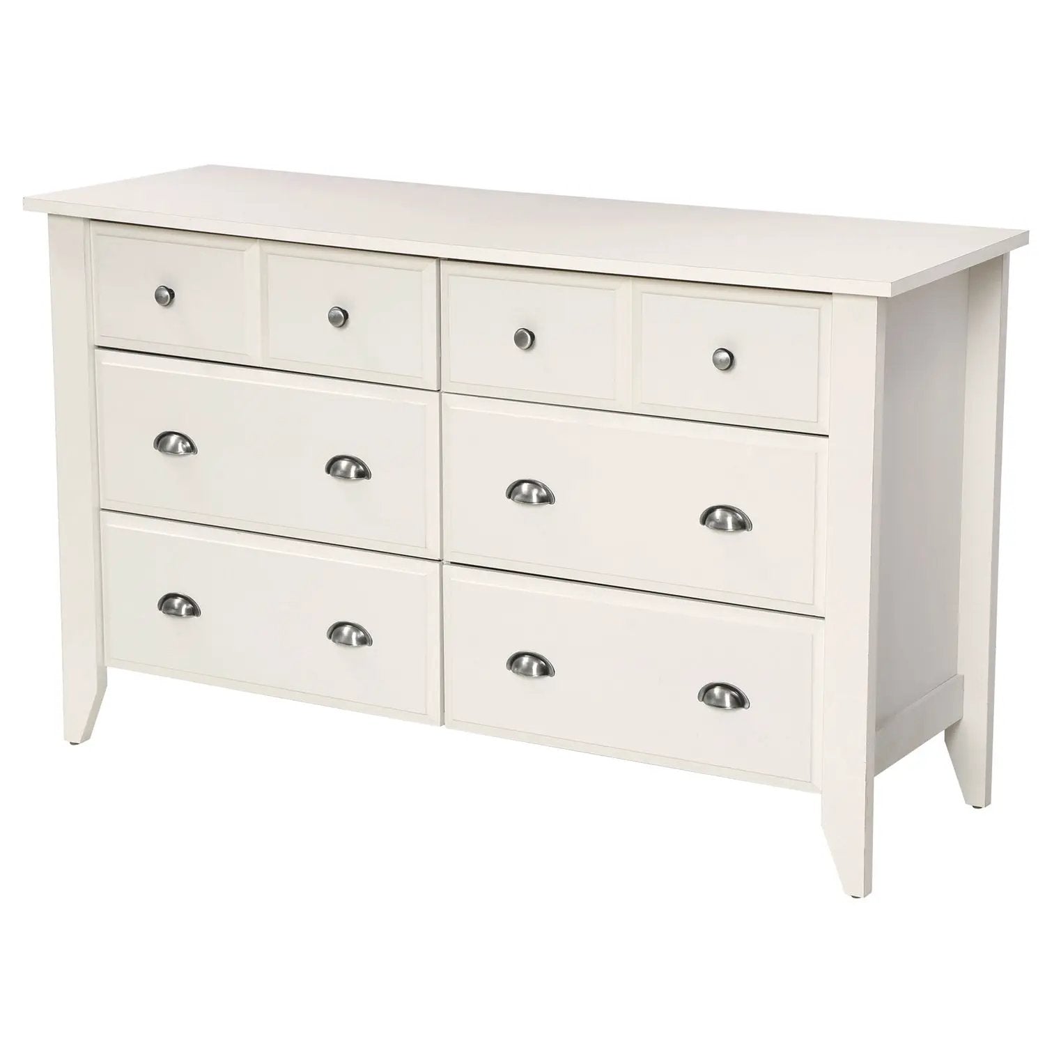 White 6-Drawer Dresser Traditional Design - Made in USA by HomePacific