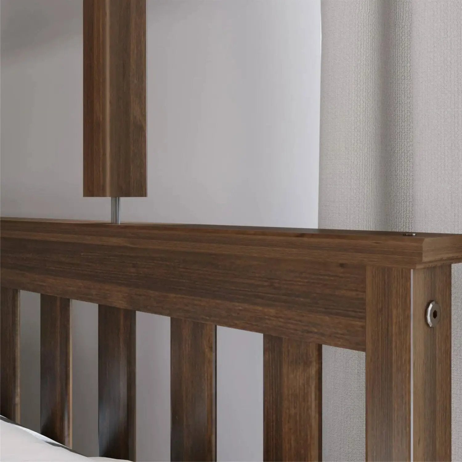 Twin over Full size Solid Wood Bunk Bed in Walnut Brown Finish by HomePacific