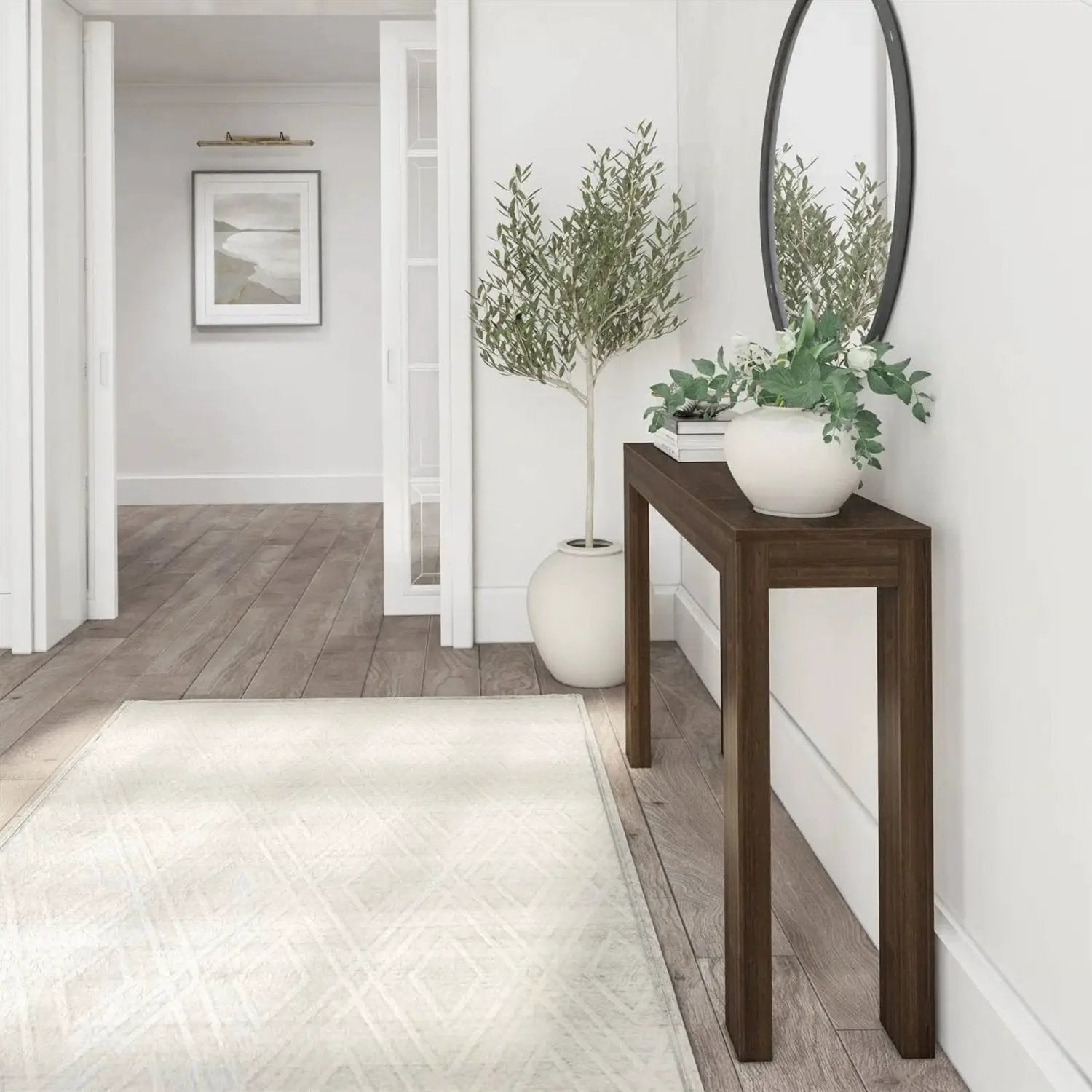 Solid Wood Modern Accent Console Table / Sofa Table in Dark Brown Walnut Finish by HomePacific