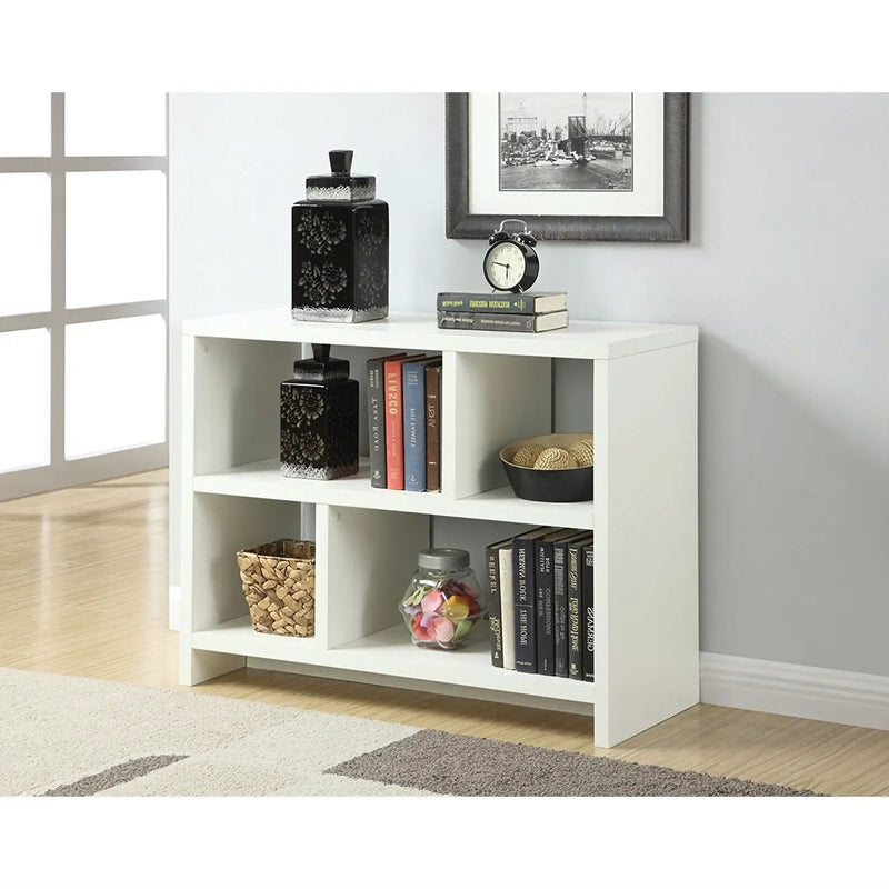 White 2-Shelf Modern Bookcase Console Table by HomePacific