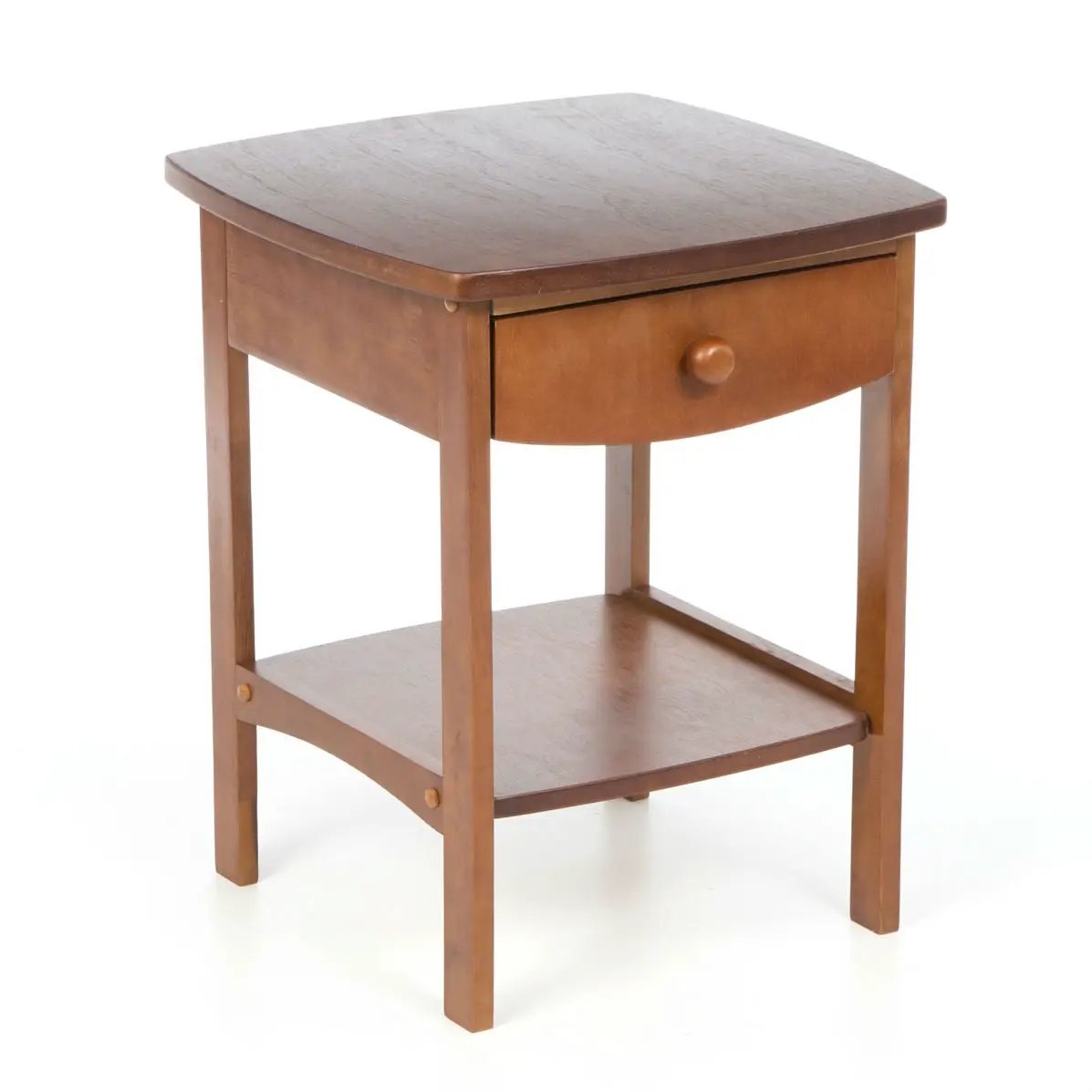 Walnut Wood Finish 1-Drawer Bedroom Nightstand Bedside Table by HomePacific