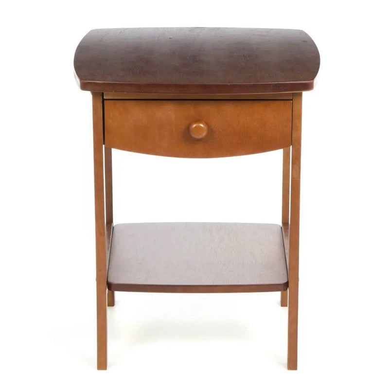 Walnut Wood Finish 1-Drawer Bedroom Nightstand Bedside Table by HomePacific