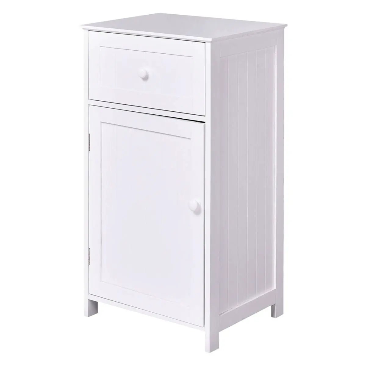 White Wood Bathroom Storage Floor Cabinet with Water Resistant Finish by HomePacific