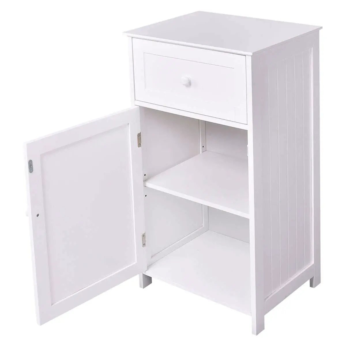 White Wood Bathroom Storage Floor Cabinet with Water Resistant Finish by HomePacific