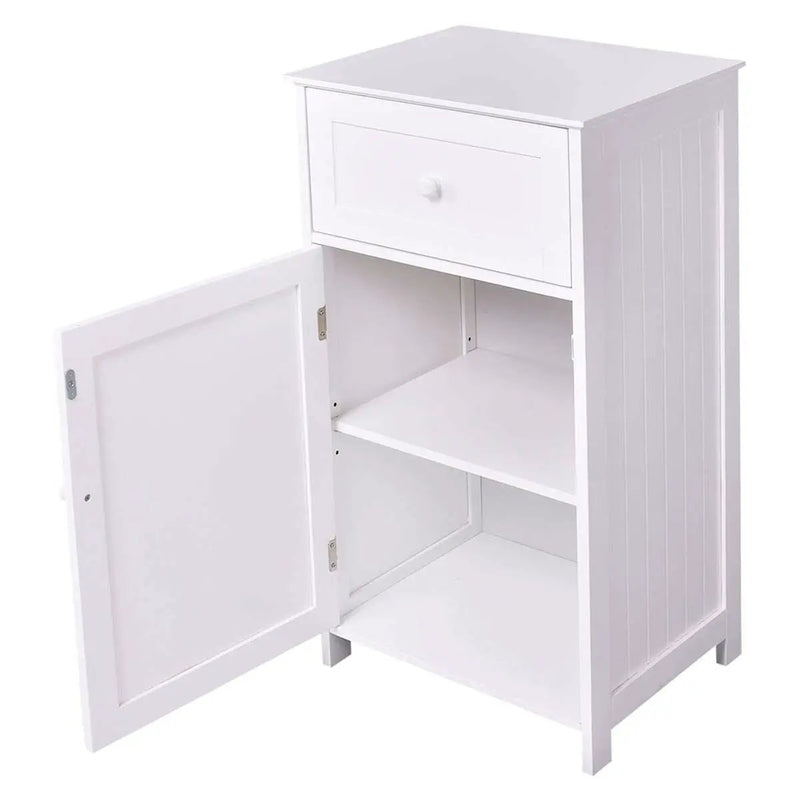 White Wood Bathroom Storage Floor Cabinet with Water Resistant Finish by HomePacific