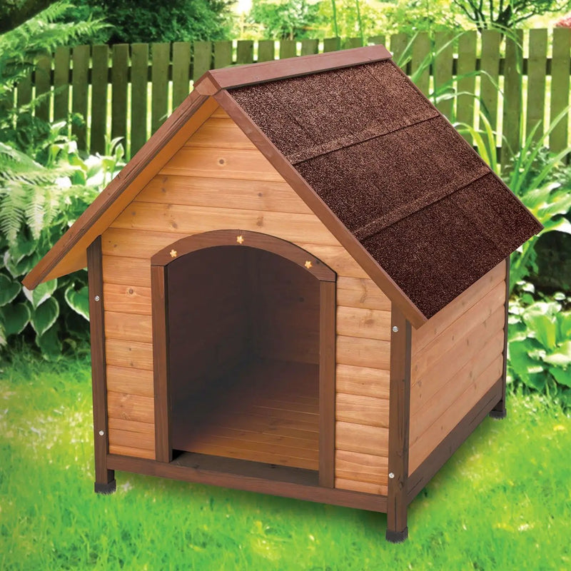 Medium 30-inch Solid Wood Dog House with Waterproof Shingle Roof by HomePacific