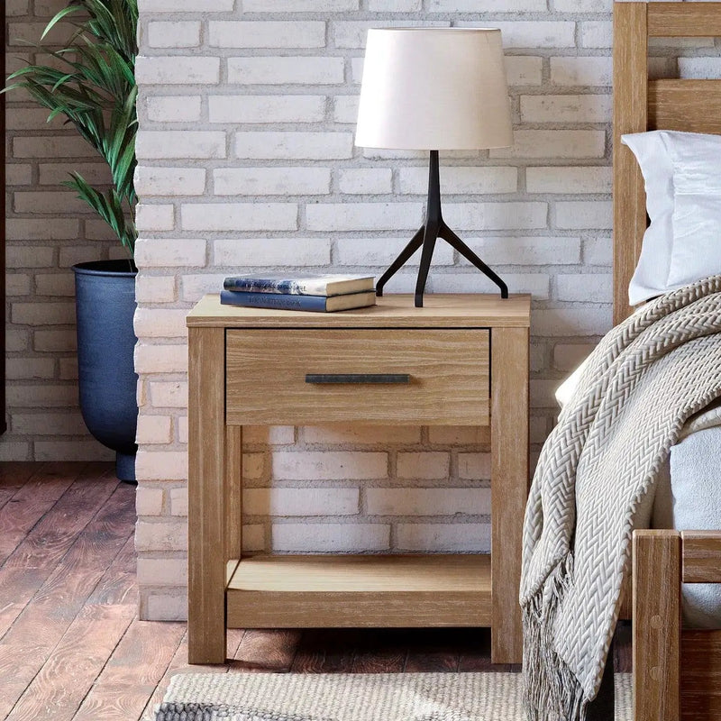 Farmhouse Traditional Rustic Pine Wood 1-Drawer Nightstand Bedside Table by HomePacific
