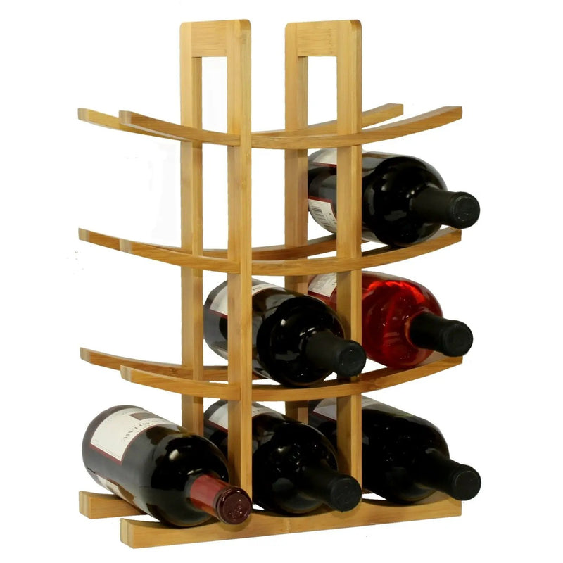 12-Bottle Wine Rack Modern Asian Style in Natural Bamboo by HomePacific