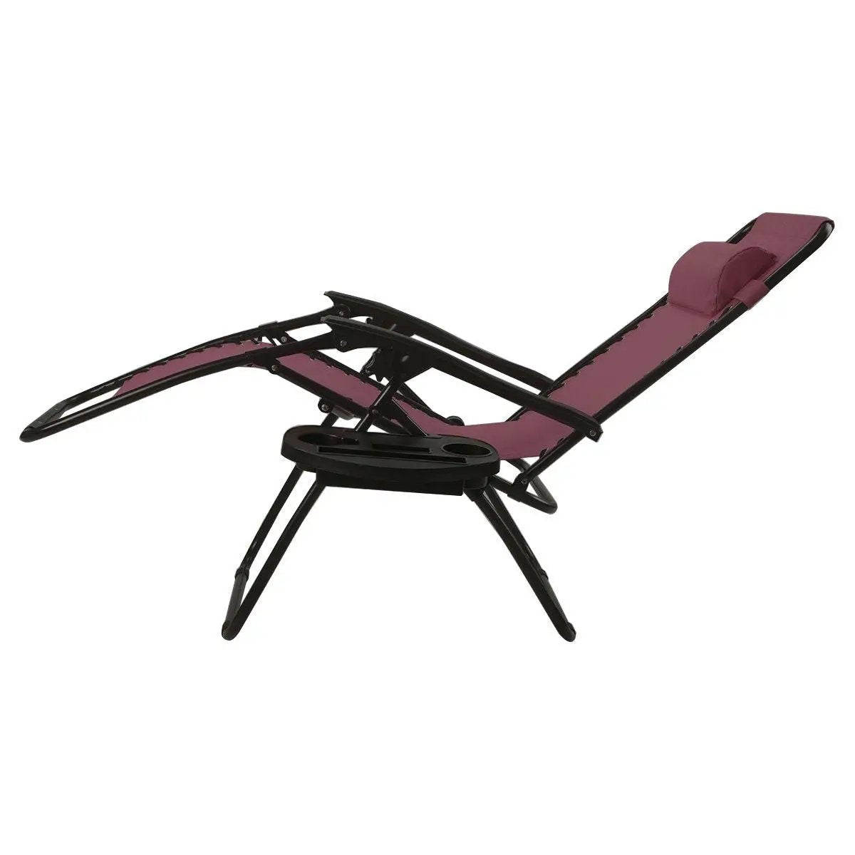 Set of 2 Burgundy Wine Red Folding Outdoor Zero Gravity Lounge Chair by HomePacific